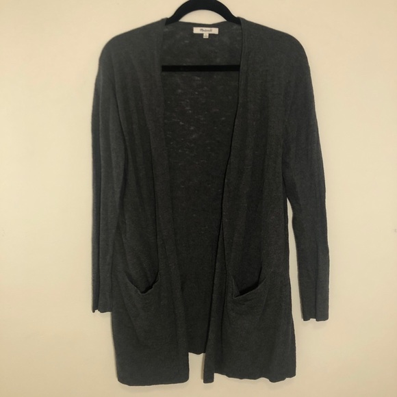 Madewell Long Cardigan - Dark Gray - Picture 2 of 6